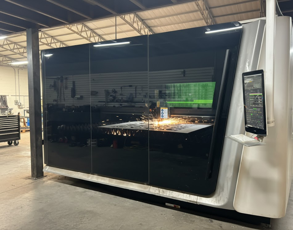 Laser Cutting - High-precision fiber laser cutting for intricate designs and complex geometries. Our advanced fiber laser system cuts steel, stainless steel, and aluminum with exceptional edge quality and minimal heat distortion. Perfect for producing trailer components, mounting brackets, decorative panels, and precision parts. Capable of cutting materials up to 1/2" thick steel with tolerances of +/- 0.003". Fast turnaround times and minimal material waste make laser cutting ideal for both prototype and production runs.